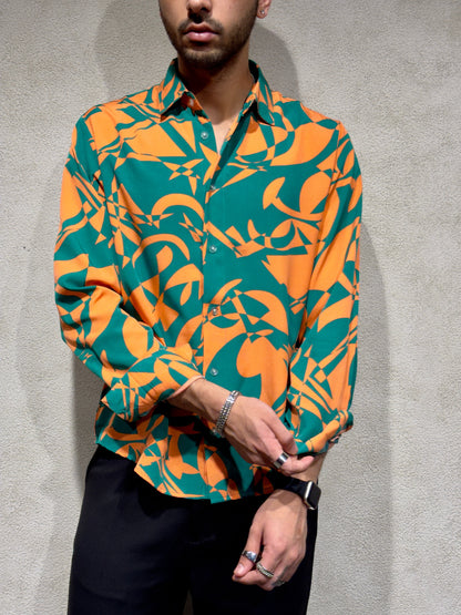 Abstract Rhythm Print Full Sleeves Shirt