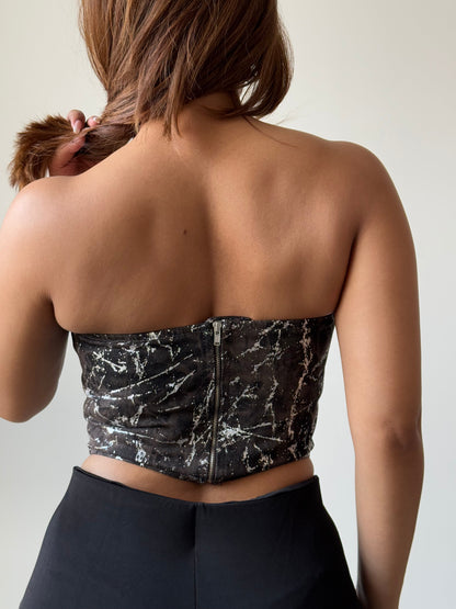 Milan High Street Foil Corset Denim