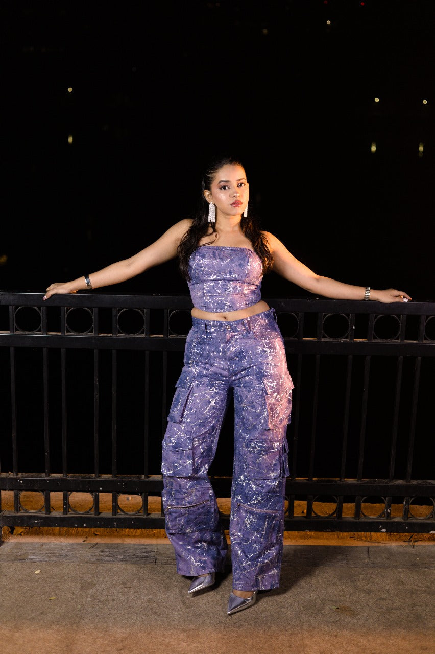 Milan High Street Foil Corset Denim